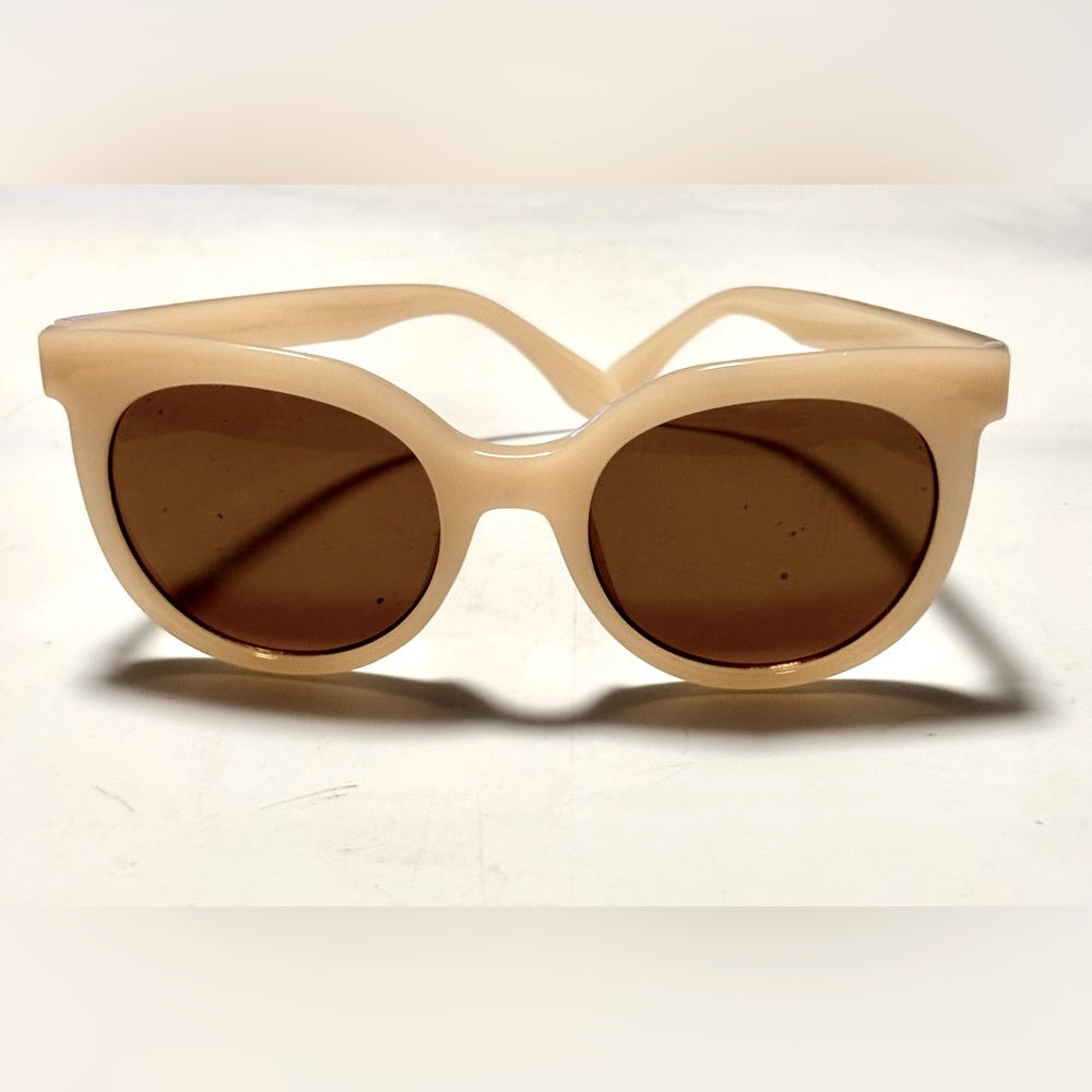 Nude Round Sunglasses with Brown Lenses classy and fun!